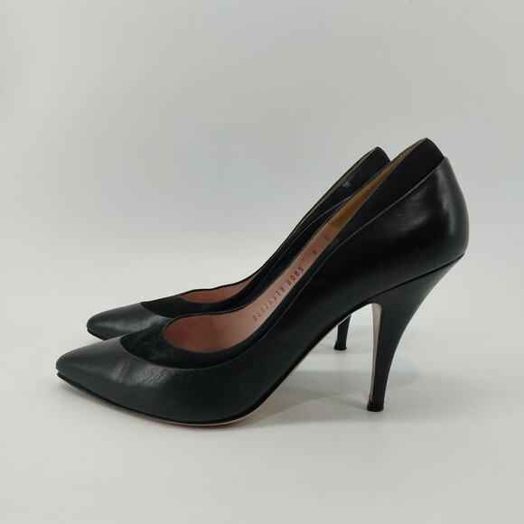 Salvatore Ferragamo Black Pumps Suede Trimmed Leather 8 B - Picture 12 of 12
